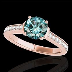 1.5 CTW Si Certified Fancy Blue Diamond Solitaire Ring 10K Rose Gold - REF-174Y5K - 34931