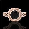 Image 2 : 1 CTW Fancy Black Diamond Solitaire Engagement Art Deco Ring 18K Rose Gold - REF-100F2N - 37444