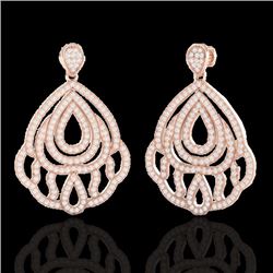 3 CTW Micro Pave VS/SI Diamond Earrings Designer 14K Rose Gold - REF-256X9T - 21146