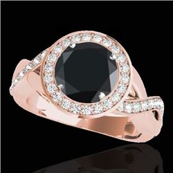 2 CTW Certified VS Black Diamond Solitaire Halo Ring 10K Rose Gold - REF-94K8W - 33280