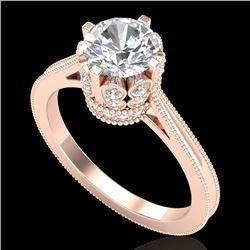 1.5 CTW VS/SI Diamond Art Deco Ring 18K Rose Gold - REF-399X3T - 36831