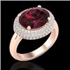 Image 1 : 4.50 CTW Garnet & Micro Pave VS/SI Diamond Ring 14K Rose Gold - REF-89K6W - 20915