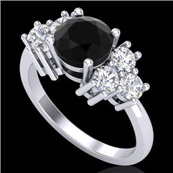 2.1 CTW Fancy Black Diamond Solitaire Engagement Classic Ring 18K White Gold - REF-154X5T - 37604