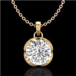 1.13 CTW VS/SI Diamond Solitaire Art Deco Necklace 18K Yellow Gold - REF-217K3W - 36865