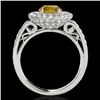 Image 2 : 2.25 CTW Certified Si/I Fancy Intense Yellow Diamond Solitaire Halo Ring 10K White Gold - REF-218M2H