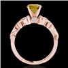 Image 2 : 1.15 CTW Certified Si Intense Yellow Diamond Solitaire Antique Ring 10K Rose Gold - REF-156A4X - 348