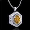 Image 4 : 0.76 CTW Intense Fancy Yellow Diamond Art Deco Stud Necklace 18K White Gold - REF-94W5F - 37518