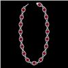 Image 2 : 56 CTW Ruby & Micro VS/SI Diamond Eternity Necklace 14K White Gold - REF-1003T6M - 23048