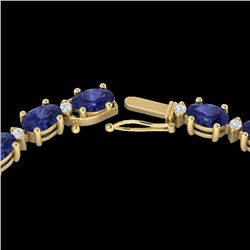 46.5 CTW Tanzanite & VS/SI Certified Diamond Eternity Necklace 10K Yellow Gold - REF-439X5T - 29437