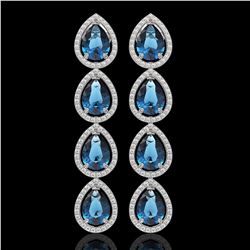 11.2 CTW London Topaz & Diamond Halo Earrings 10K White Gold - REF-159A5X - 41318