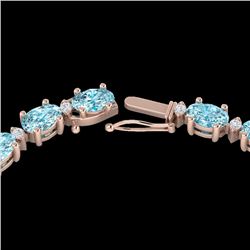 61.85 CTW Sky Blue Topaz & VS/SI Certified Diamond Necklace 10K Rose Gold - REF-264H9A - 29523