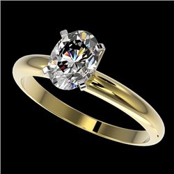 1.25 CTW Certified VS/SI Quality Oval Diamond Solitaire Ring 10K Yellow Gold - REF-370T8M - 32915