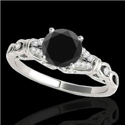 1.2 CTW Certified VS Black Diamond Solitaire Ring 10K White Gold - REF-52M2H - 35253