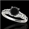 Image 1 : 1.2 CTW Certified VS Black Diamond Solitaire Ring 10K White Gold - REF-52M2H - 35253