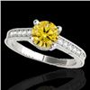 Image 1 : 1.45 CTW Certified Si Intense Yellow Diamond Solitaire Antique Ring 10K White Gold - REF-200H2A - 34