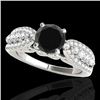 Image 1 : 2 CTW Certified VS Black Diamond Solitaire Ring 10K White Gold - REF-95N6Y - 35271