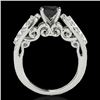 Image 2 : 2 CTW Certified VS Black Diamond Solitaire Ring 10K White Gold - REF-95N6Y - 35271