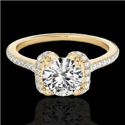 1.33 CTW H-SI/I Certified Diamond Solitaire Halo Ring 10K Yellow Gold - REF-163X5T - 33291