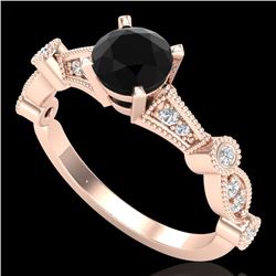 1.03 CTW Fancy Black Diamond Solitaire Engagement Art Deco Ring 18K Rose Gold - REF-80F2N - 37675