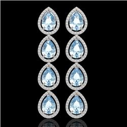 10.56 CTW Aquamarine & Diamond Halo Earrings 10K White Gold - REF-228A8X - 41306