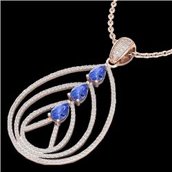 2 CTW Tanzanite & Micro VS/SI Diamond Designer Necklace 14K Rose Gold - REF-116X4T - 22474