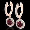 Image 1 : 1.75 CTW Garnet & Micro Halo VS/SI Diamond Earrings 14K Rose Gold - REF-71W3F - 23257