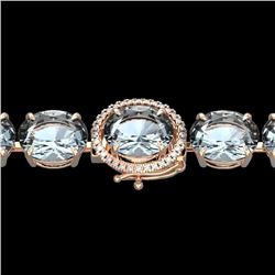 60 CTW Aquamarine & Micro Pave VS/SI Diamond Halo Bracelet 14K Rose Gold - REF-616T8M - 22251