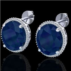 25 CTW Sapphire & Micro Pave VS/SI Diamond Halo Earrings 18K White Gold - REF-200N2Y - 20277