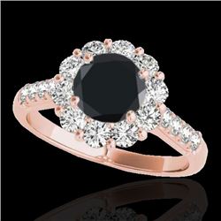 2.75 CTW Certified VS Black Diamond Solitaire Halo Ring 10K Rose Gold - REF-119N6Y - 33431