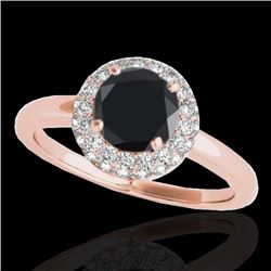 1.43 CTW Certified VS Black Diamond Solitaire Halo Ring 10K Rose Gold - REF-65H6A - 33665