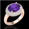 Image 1 : 4 CTW Amethyst & Micro Pave VS/SI Diamond Ring 14K Rose Gold - REF-89K8W - 20901