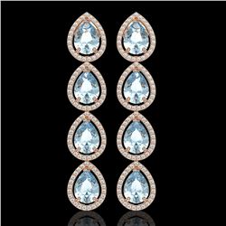 10.4 CTW Sky Topaz & Diamond Halo Earrings 10K Rose Gold - REF-152T2M - 41313