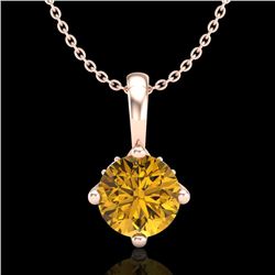 0.82 CTW Intense Fancy Yellow Diamond Art Deco Stud Necklace 18K Rose Gold - REF-136M4H - 37806