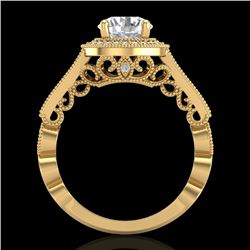 1.91 CTW VS/SI Diamond Solitaire Art Deco Ring 18K Yellow Gold - REF-543A6X - 36976