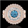 Image 2 : 2.03 CTW Fancy Intense Blue Diamond Solitaire Art Deco Ring 18K Rose Gold - REF-245M5H - 37902