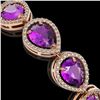 Image 4 : 20.3 CTW Amethyst & Diamond Halo Bracelet 10K Rose Gold - REF-282W9F - 41274