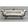 Image 1 : A Regency mahogany scroll end sofa, with reeded frame, anthemion motifs and scrolls legs 6ft 4ins...