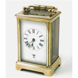 A French brass carriage timepiece, 5ins...