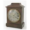 Image 1 : A late 19th century mahogany mantel clock, with silvered Roman dial and Gustav Becker movement, 1...