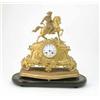 Image 1 : A Victorian gilt metal mantel clock, surmounted with a knight on horseback, 15ins...