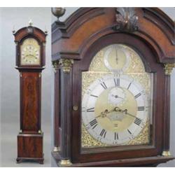 A George III mahogany 8-day longcase clock, the 12inch arched brass dial with strike/silent , sil...