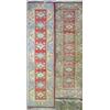 Image 1 : Two modern Turkish milas runners, each woven with salmon pink fields decorated with lozenges with...