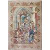 Image 1 : A Tabriz pictorial small carpet, woven with numerous figures in a drunken revelry within a border...