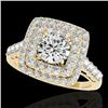 Image 1 : 2.05 CTW H-SI/I Certified Diamond Solitaire Halo Ring 10K Yellow Gold - REF-225Y5K - 34587