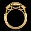 1.51 CTW VS/SI Diamond Solitaire Art Deco 3 Stone Ring 18K Yellow Gold - REF-300A2X - 36988