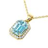 6 CTW Sky Blue Topaz And Micro Pave VS/SI Diamond Halo Necklace 18K Yellow Gold - REF-51X8T - 21354