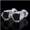 3 CTW Fancy Black Diamond Solitaire Art Deco Stud Earrings 18K White Gold - REF-149H3A - 37415