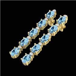 12.47 CTW Aquamarine & VS/SI Certified Diamond Tennis Earrings 10K Yellow Gold - REF-126H5A - 29474