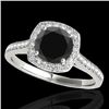 1.65 CTW Certified VS Black Diamond Solitaire Halo Ring 10K White Gold - REF-67T5M - 34196
