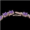 28 CTW Amethyst & VS/SI Diamond Eternity Tennis Necklace 10K Rose Gold - REF-146Y5K - 21580